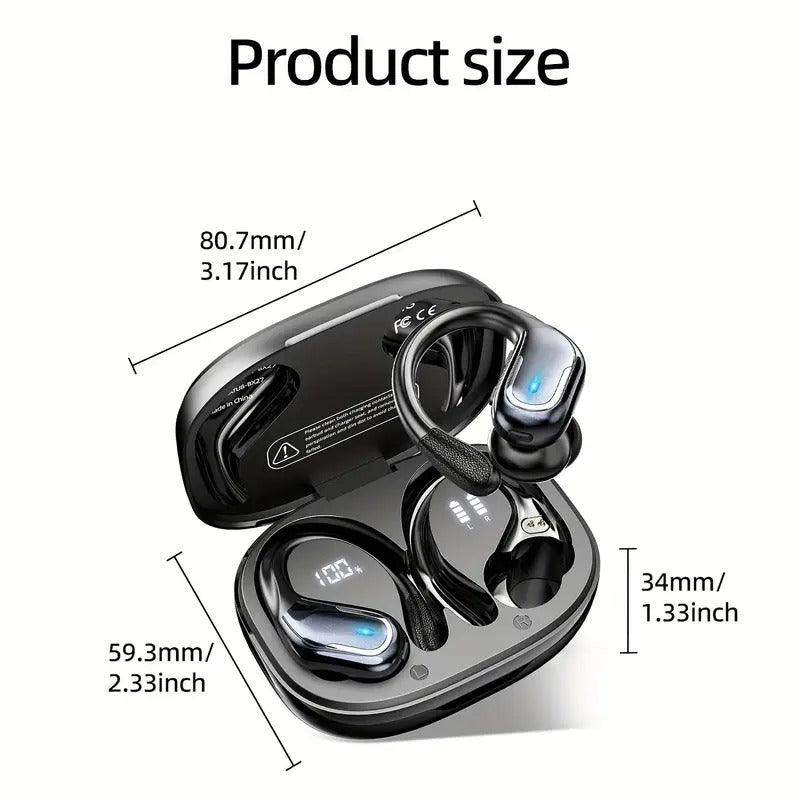 NNETM Wireless Sport Earbuds with Mic & LED Display